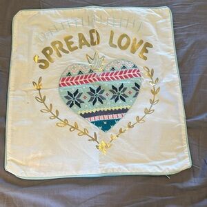 Pottery Barn Teen PB Teen square pillowcase throw “Spread Love”